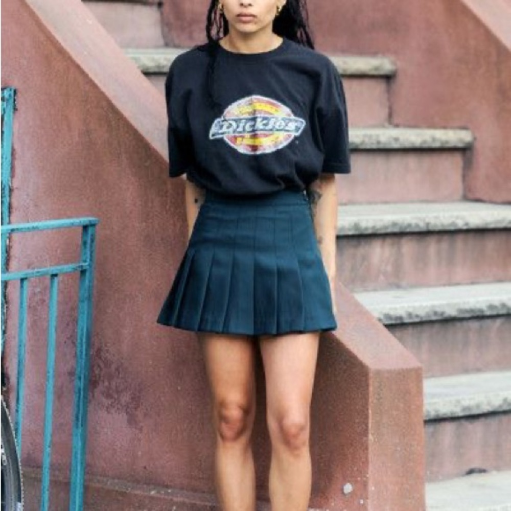 American Apparel Hunter Green Pleated Mini Skirt